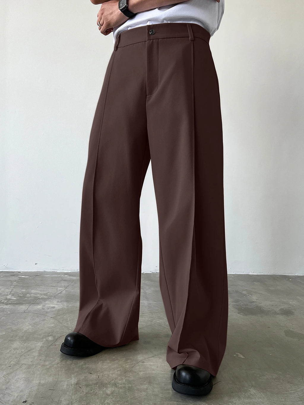 Men's High Waist Wide Leg Suit Pants Casual Loose Straight Leg Dress Pants Formal Business Streetwear Black Trousers S-2XL 1 Pie