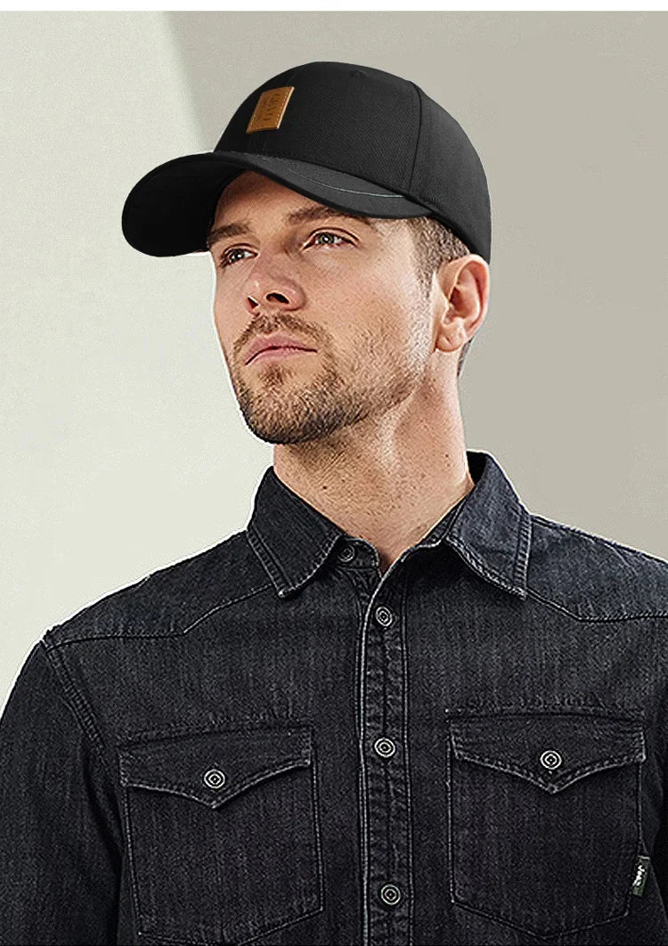 New Baseball Cap For Men Hard Top Big Head Casual Hat Outdoor Sun Cap Women Simple Style