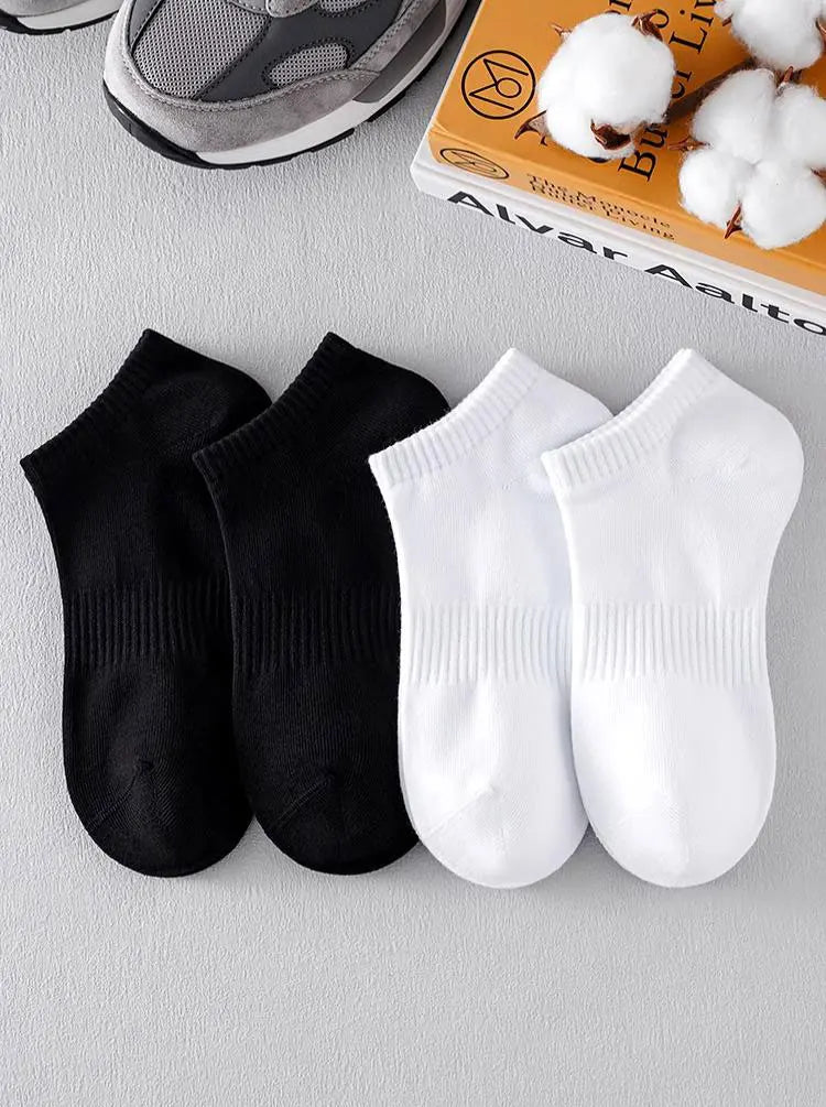 10 Pairs of Men's Sports Socks, White No-Show Socks, Sweat-Absorbent and Breathable, Suitable for Tennis, Badminton, Professional Running, Men's Basketball