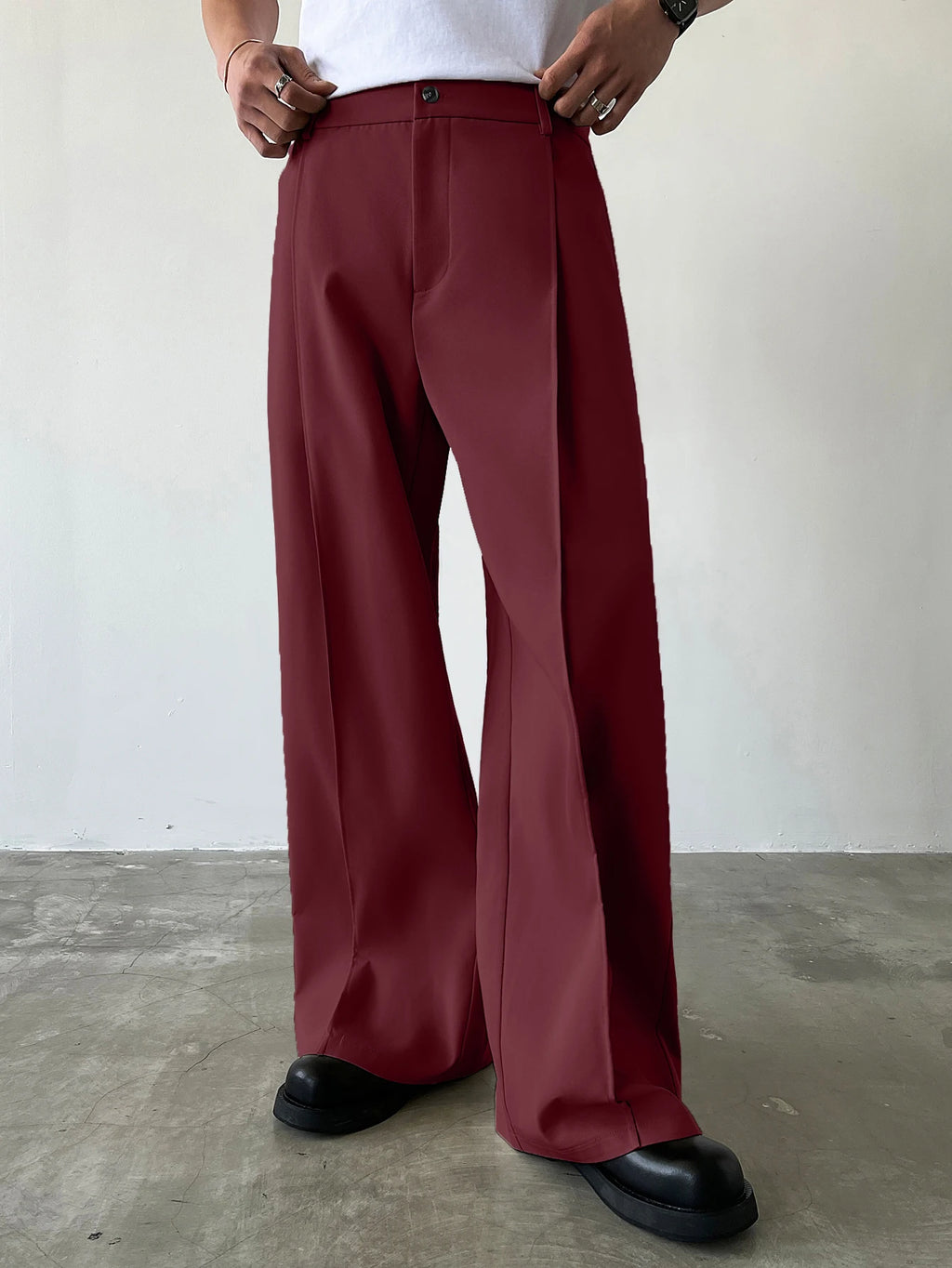Men's High Waist Wide Leg Suit Pants Casual Loose Straight Leg Dress Pants Formal Business Streetwear Black Trousers S-2XL 1 Pie