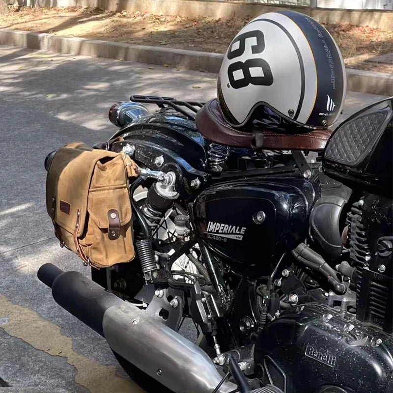 Motorcycle Side Bag Canvas Bag Saddle Bags Motorcycles Cycling Side Pouch Waterproof Lightweight Side Bag Bicycle Luggage Bags