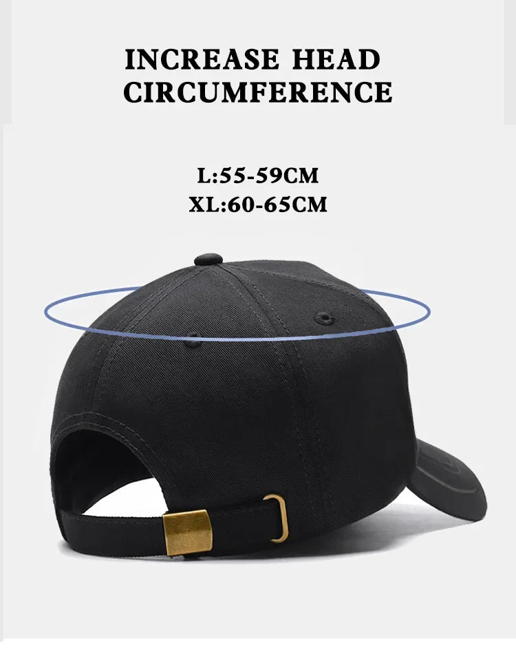 New Baseball Cap For Men Hard Top Big Head Casual Hat Outdoor Sun Cap Women Simple Style