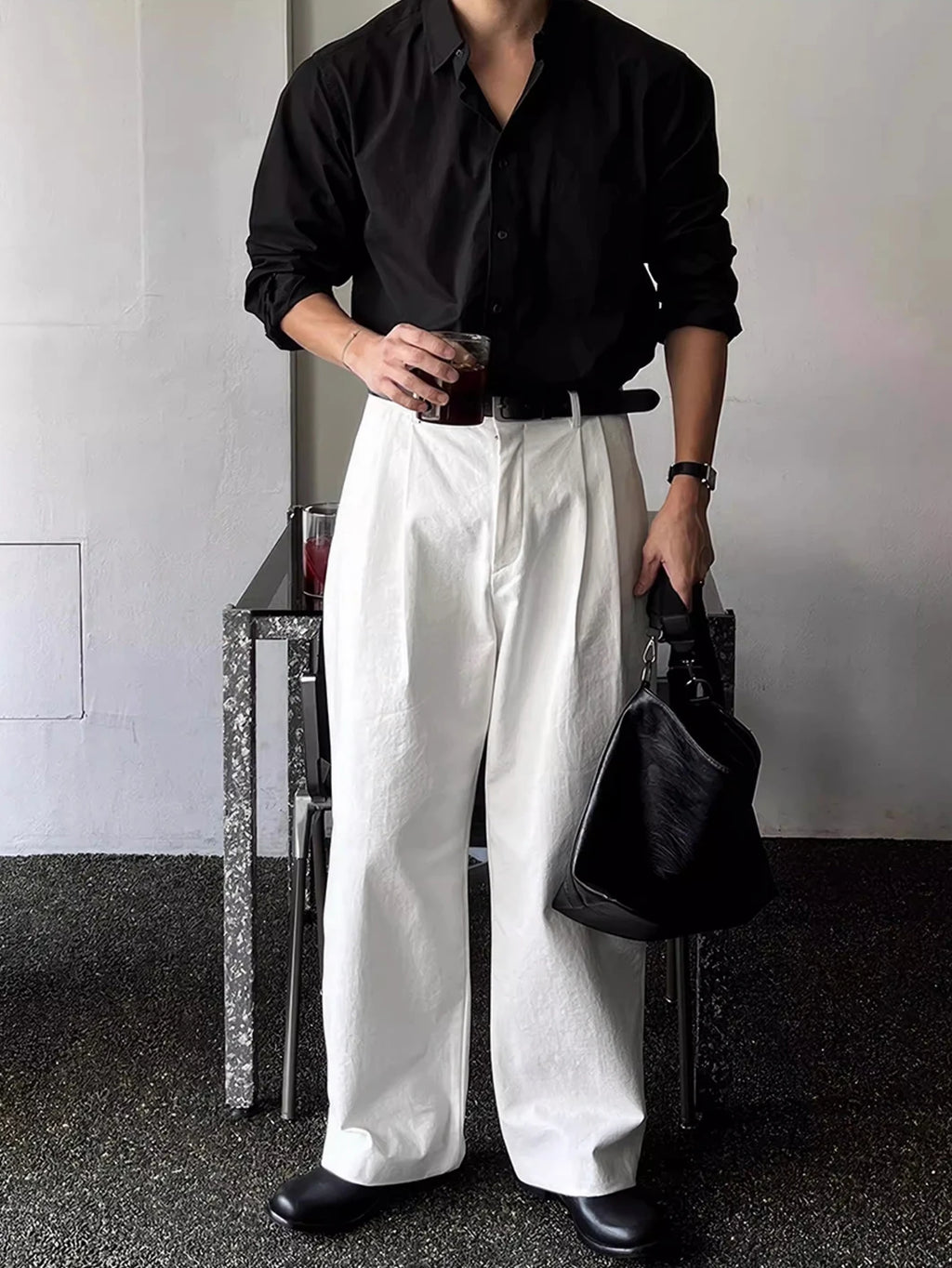 Elegant casual pants, loose straight leg pants, men's suit pants, formal pants, for daily wear, men's wear [excluding belt]