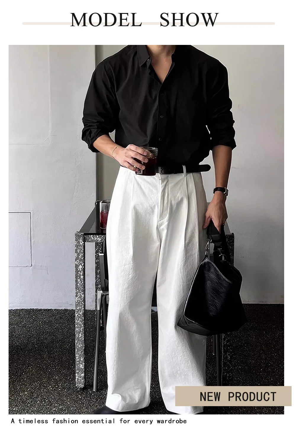 Elegant casual pants, loose straight leg pants, men's suit pants, formal pants, for daily wear, men's wear [excluding belt]