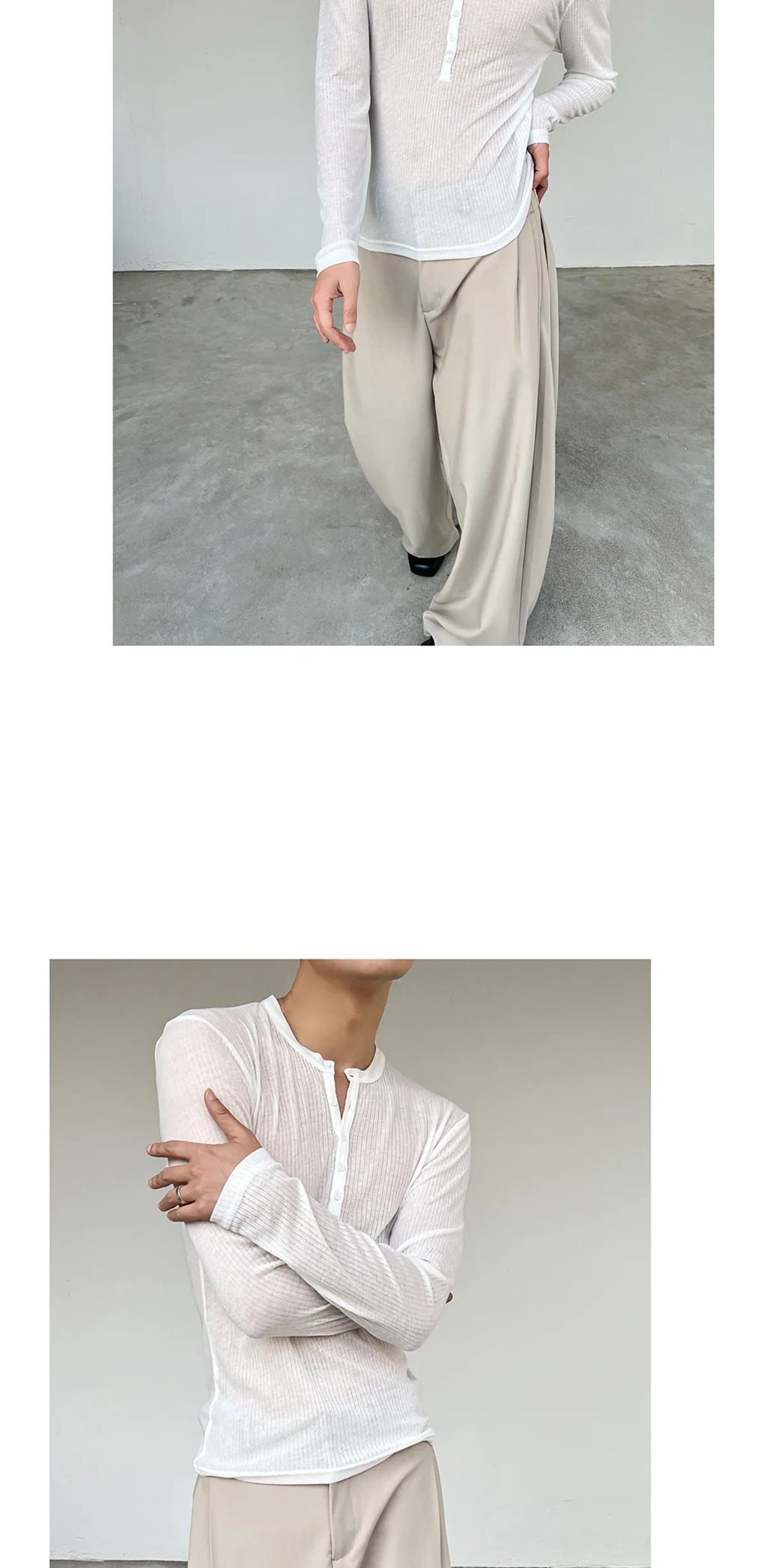 Long-sleeved T-shirt Men's Fashionable New Summer Thin See-through Elastic Deep V Bottoming Shirt Pink Slim-fitting And Thin Des