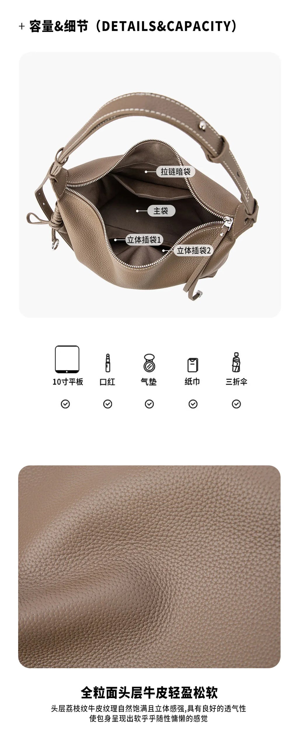 Bags for Women Tote Fashion Underarm Women's Bag Large Capacity Cowhide Shoulder Bag Casual Commuter Retro Crossbody Handbags