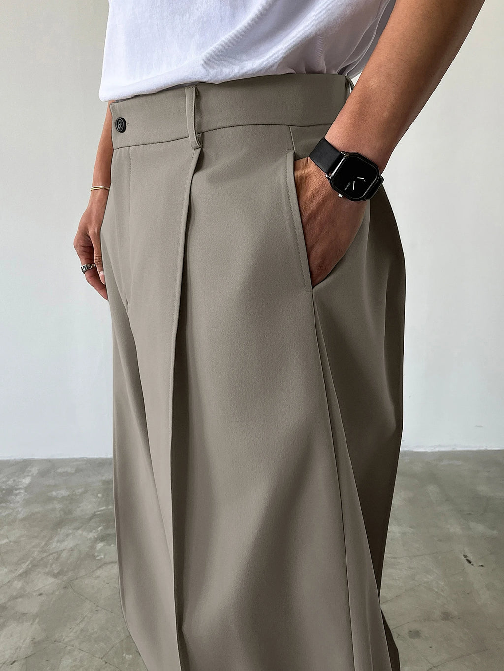 Men's High Waist Wide Leg Suit Pants Casual Loose Straight Leg Dress Pants Formal Business Streetwear Black Trousers S-2XL 1 Pie