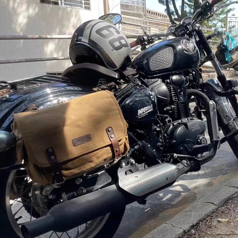 Motorcycle Side Bag Canvas Bag Saddle Bags Motorcycles Cycling Side Pouch Waterproof Lightweight Side Bag Bicycle Luggage Bags