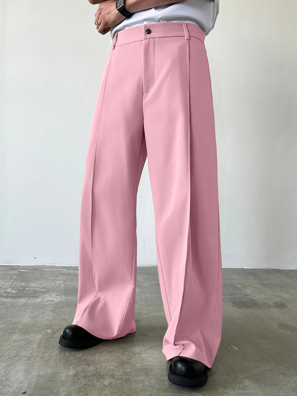 Men's High Waist Wide Leg Suit Pants Casual Loose Straight Leg Dress Pants Formal Business Streetwear Black Trousers S-2XL 1 Pie