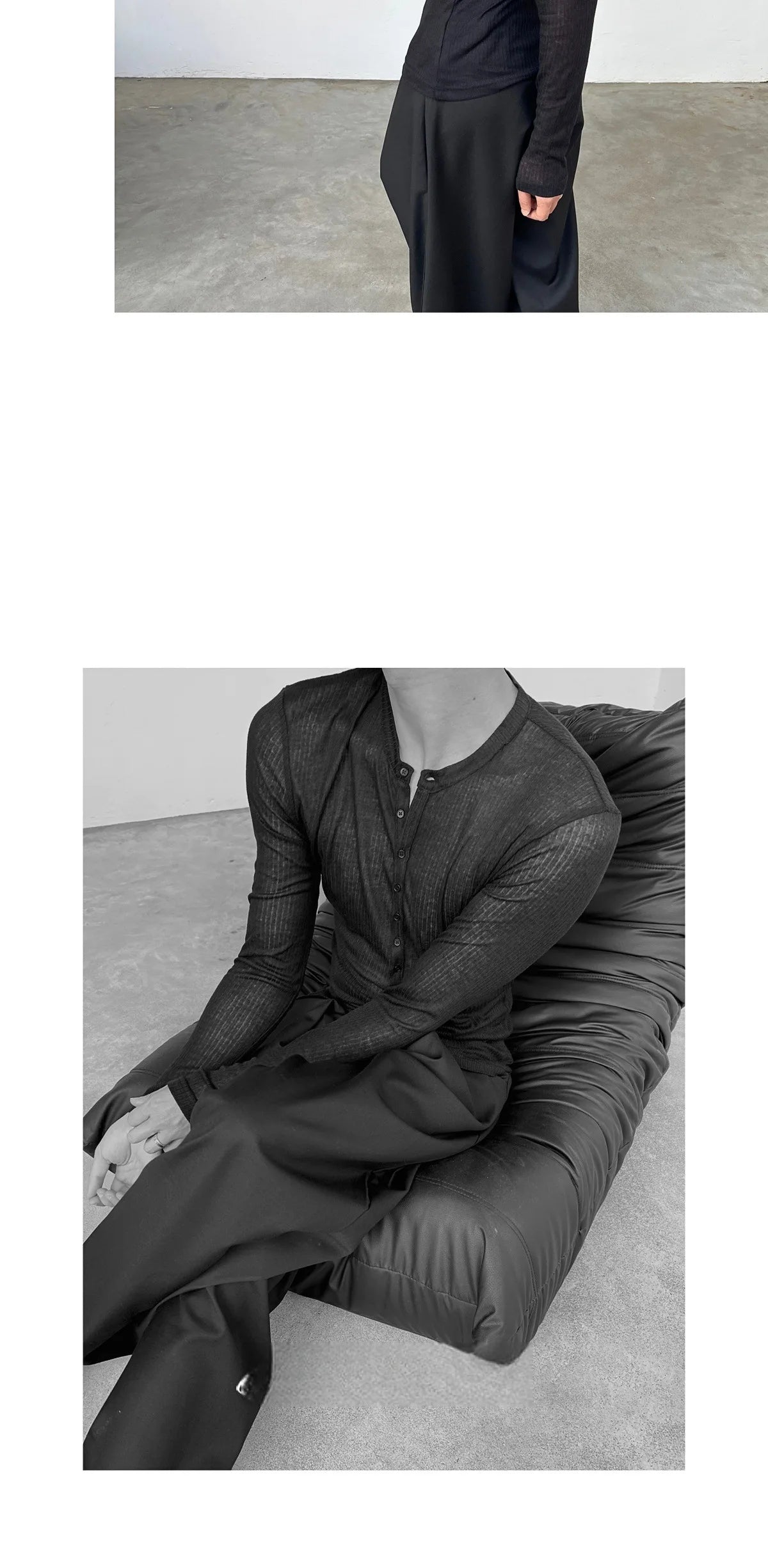 Long-sleeved T-shirt Men's Fashionable New Summer Thin See-through Elastic Deep V Bottoming Shirt Pink Slim-fitting And Thin Des