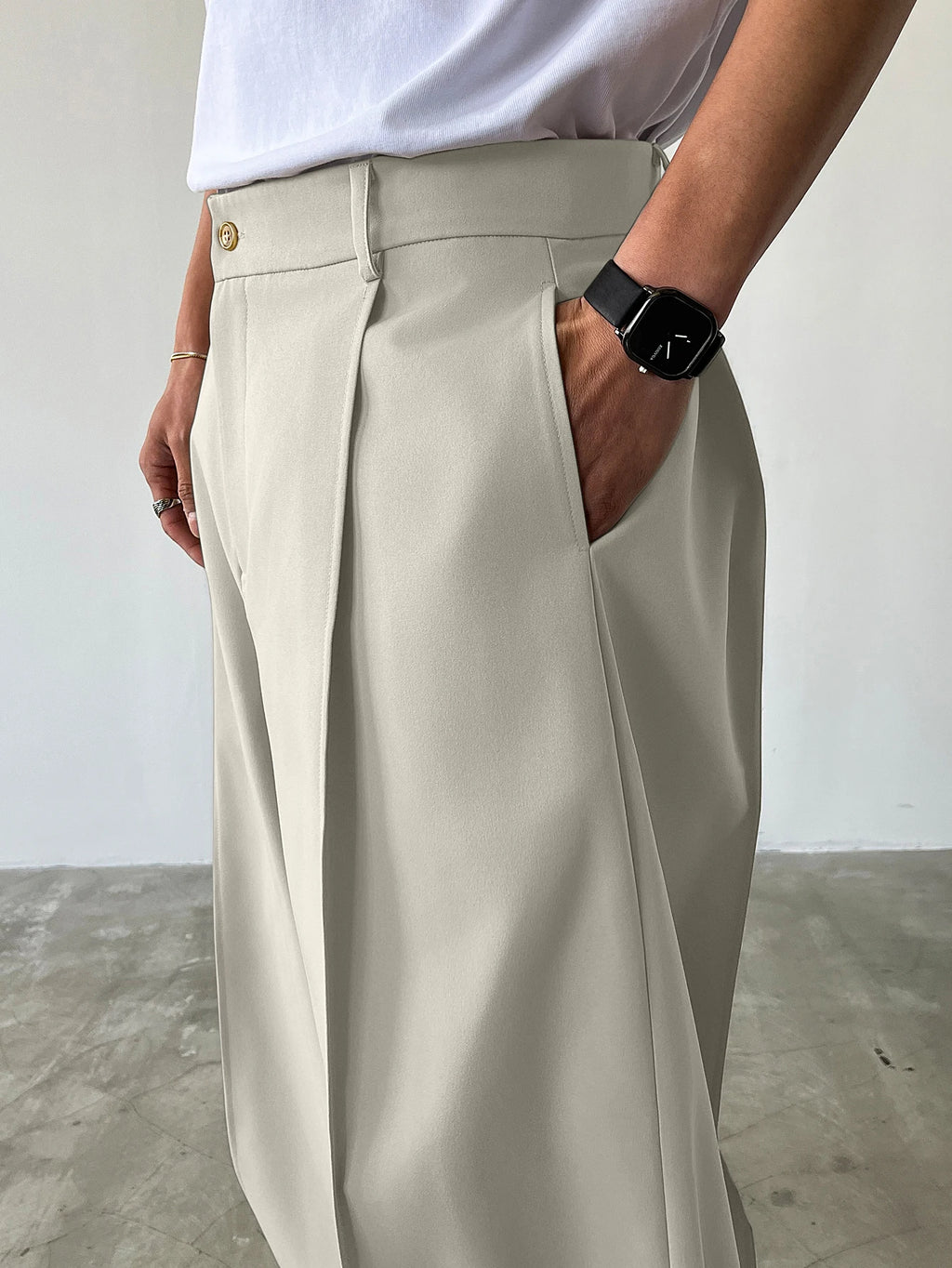 Men's High Waist Wide Leg Suit Pants Casual Loose Straight Leg Dress Pants Formal Business Streetwear Black Trousers S-2XL 1 Pie