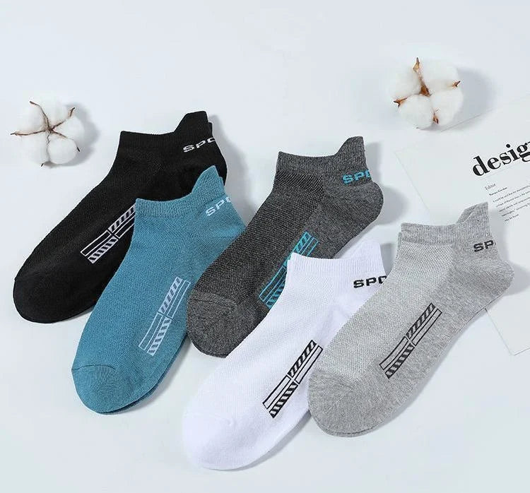 5Pairs High Quality Men Ankle Socks Breathable Cotton Sports Socks Mesh Casual Athletic Summer Thin Cut Short Sokken Size 38-45