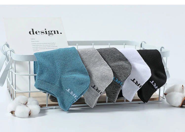 5Pairs High Quality Men Ankle Socks Breathable Cotton Sports Socks Mesh Casual Athletic Summer Thin Cut Short Sokken Size 38-45
