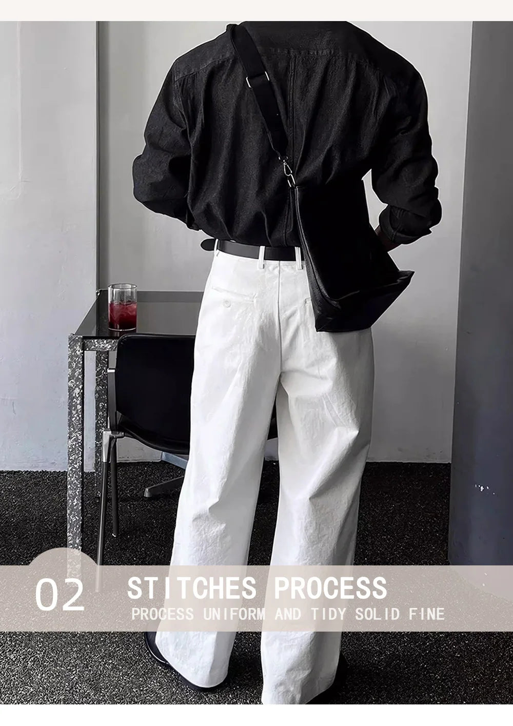 Elegant casual pants, loose straight leg pants, men's suit pants, formal pants, for daily wear, men's wear [excluding belt]