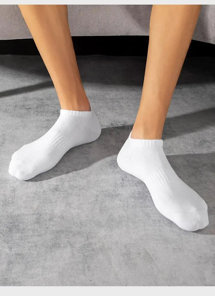 10 Pairs of Men's Sports Socks, White No-Show Socks, Sweat-Absorbent and Breathable, Suitable for Tennis, Badminton, Professional Running, Men's Basketball