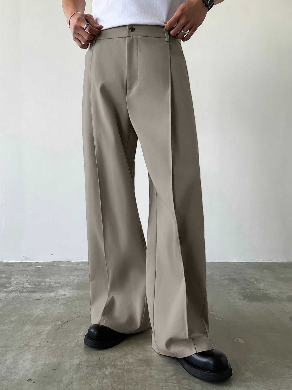 Men's High Waist Wide Leg Suit Pants Casual Loose Straight Leg Dress Pants Formal Business Streetwear Black Trousers S-2XL 1 Pie