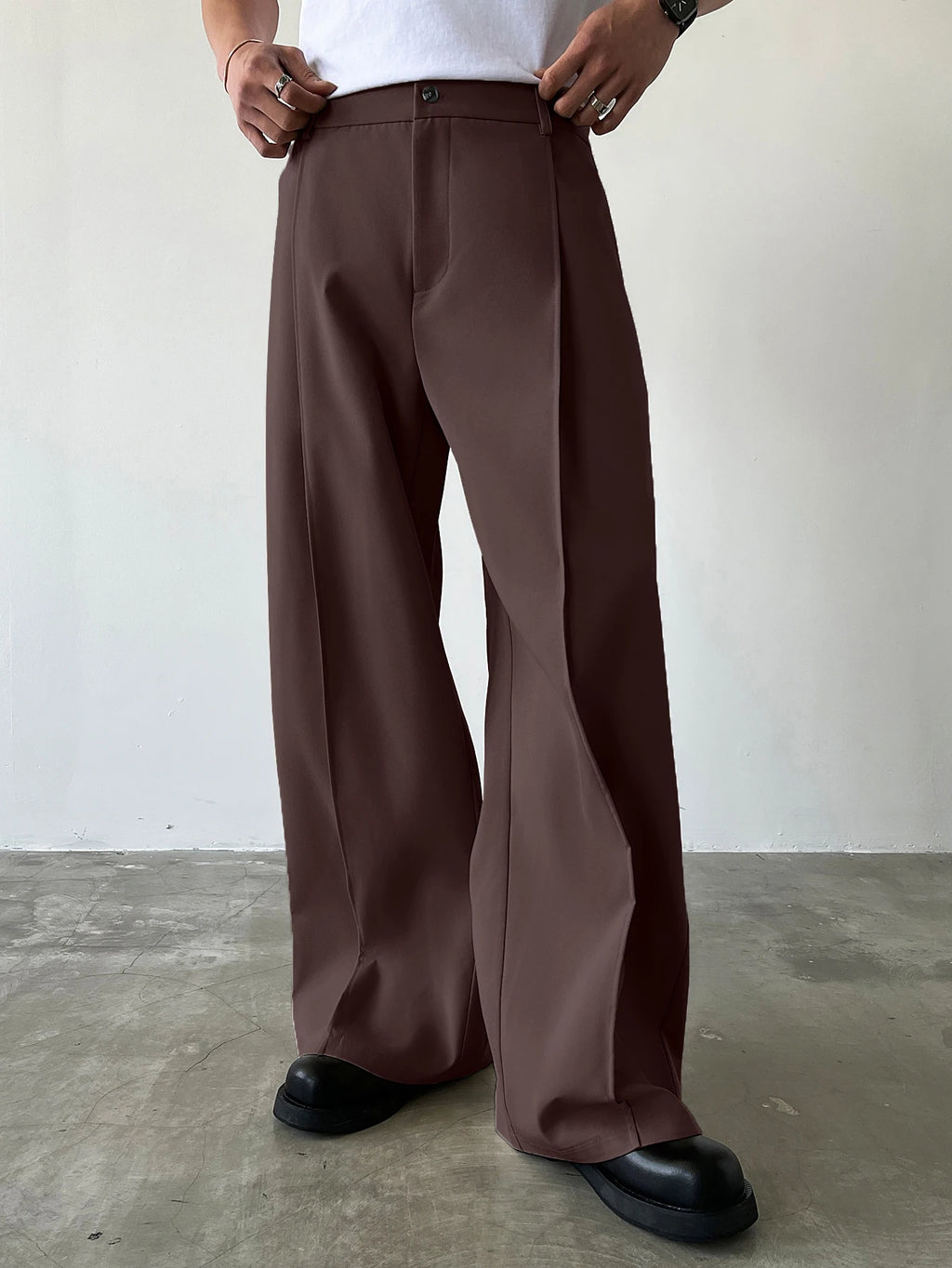Men's High Waist Wide Leg Suit Pants Casual Loose Straight Leg Dress Pants Formal Business Streetwear Black Trousers S-2XL 1 Pie