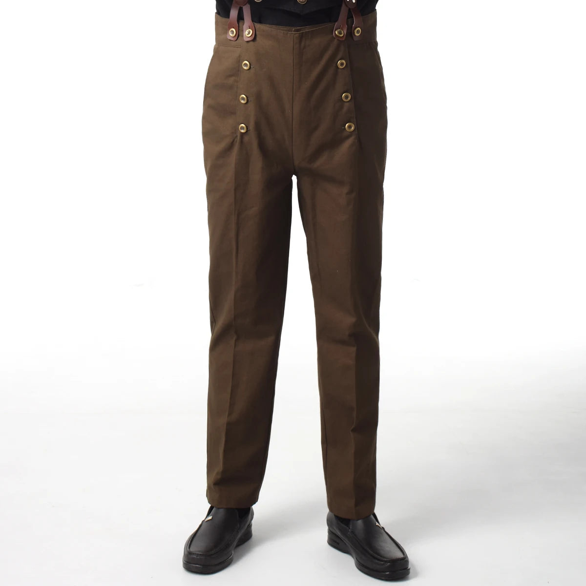 Steampunk Victorian Pants For Men Historical High Waist Fall Front Trousers Retro Medieval Suspenders Overalls