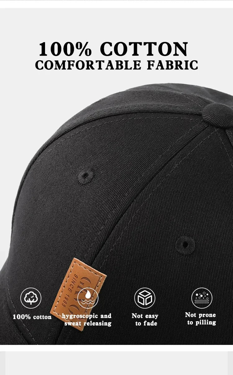 New Baseball Cap For Men Hard Top Big Head Casual Hat Outdoor Sun Cap Women Simple Style