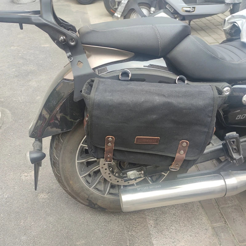 Motorcycle Side Bag Canvas Bag Saddle Bags Motorcycles Cycling Side Pouch Waterproof Lightweight Side Bag Bicycle Luggage Bags