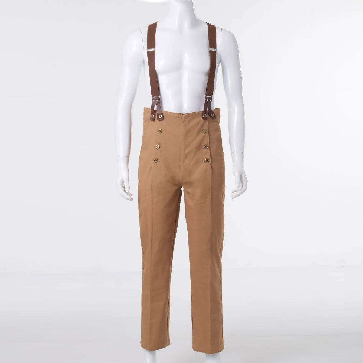 Steampunk Victorian Pants For Men Historical High Waist Fall Front Trousers Retro Medieval Suspenders Overalls