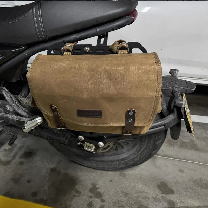 Motorcycle Side Bag Canvas Bag Saddle Bags Motorcycles Cycling Side Pouch Waterproof Lightweight Side Bag Bicycle Luggage Bags