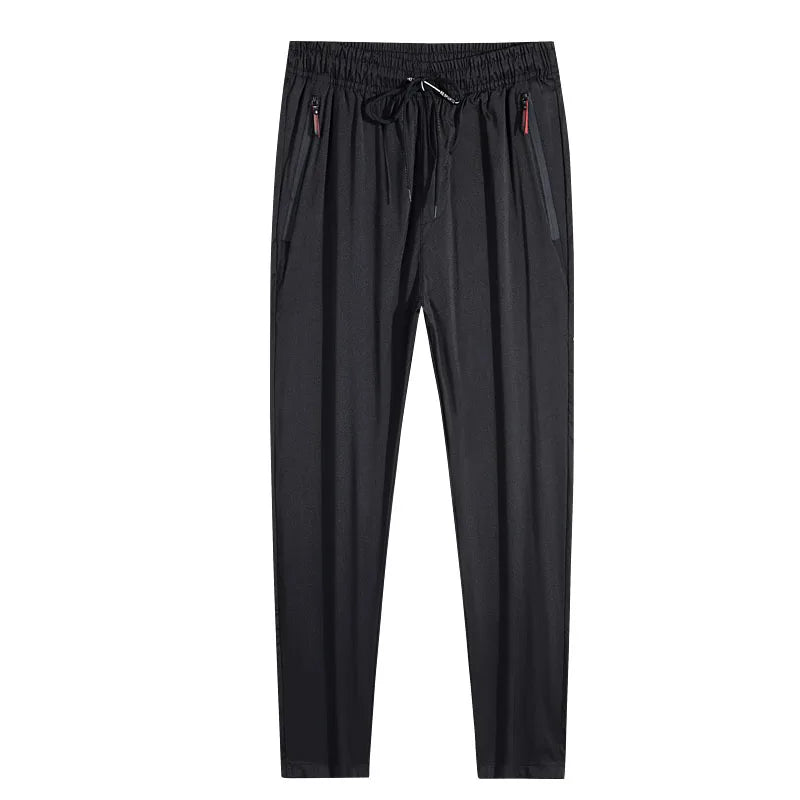 Men's Casual Pants Straight Slim Fit Elastic Waist Jogger Korean Classic Blue Black Gray Male Brand Trousers Plus Size
