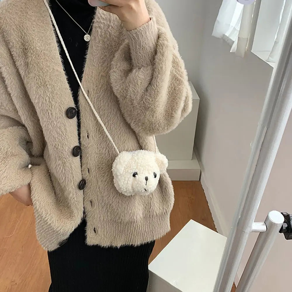 Bags Cartoons Animals Messenger Bag  Bear Shoulder Bag Diagonal Women Bag Smile Bear  Bag  Purses
