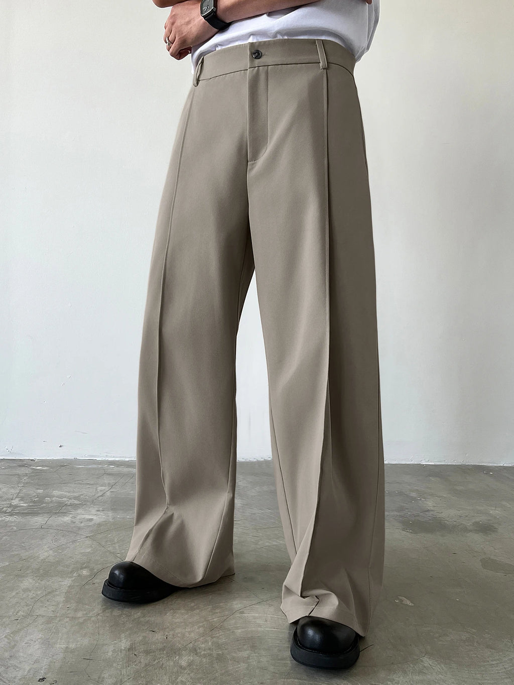 Men's High Waist Wide Leg Suit Pants Casual Loose Straight Leg Dress Pants Formal Business Streetwear Black Trousers S-2XL 1 Pie