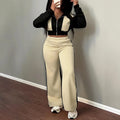 Pant Set Women Hooded Tops Zipper 2 Piece Sets Patchwork Full Sleeve Shirt Wide Leg Long Pants Y2k Streetwear Work Sport Autumn