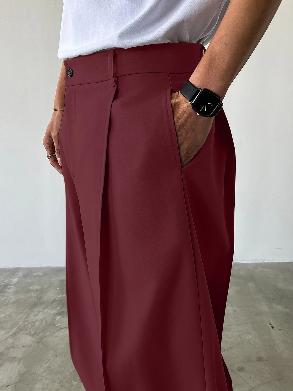 Men's High Waist Wide Leg Suit Pants Casual Loose Straight Leg Dress Pants Formal Business Streetwear Black Trousers S-2XL 1 Pie