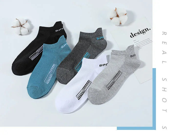 5Pairs High Quality Men Ankle Socks Breathable Cotton Sports Socks Mesh Casual Athletic Summer Thin Cut Short Sokken Size 38-45