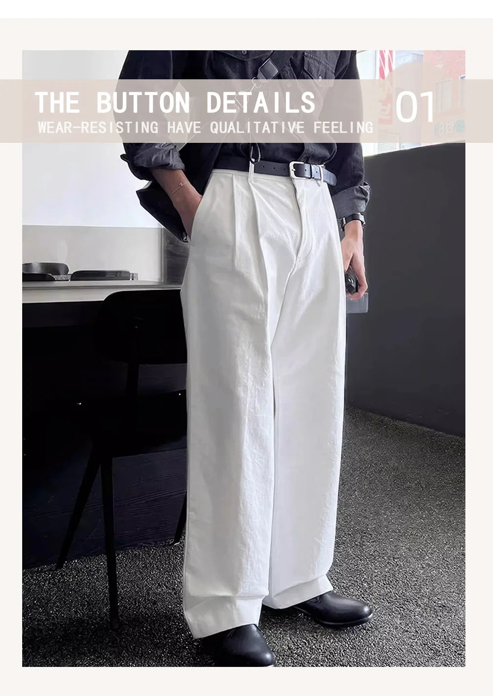 Elegant casual pants, loose straight leg pants, men's suit pants, formal pants, for daily wear, men's wear [excluding belt]