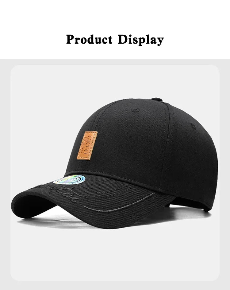 New Baseball Cap For Men Hard Top Big Head Casual Hat Outdoor Sun Cap Women Simple Style
