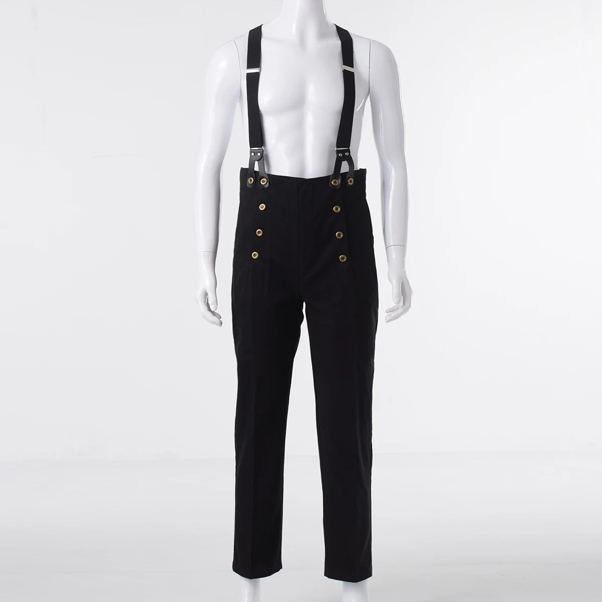 Steampunk Victorian Pants For Men Historical High Waist Fall Front Trousers Retro Medieval Suspenders Overalls
