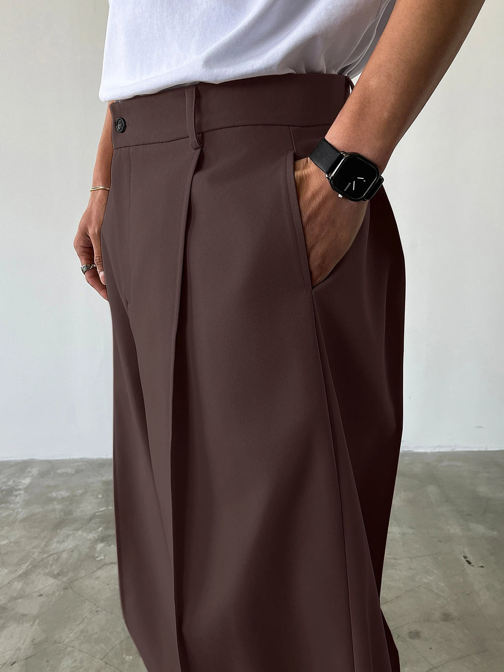 Men's High Waist Wide Leg Suit Pants Casual Loose Straight Leg Dress Pants Formal Business Streetwear Black Trousers S-2XL 1 Pie