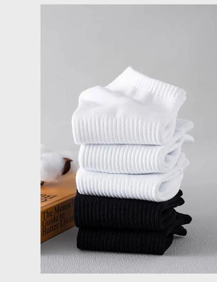10 Pairs of Men's Sports Socks, White No-Show Socks, Sweat-Absorbent and Breathable, Suitable for Tennis, Badminton, Professional Running, Men's Basketball