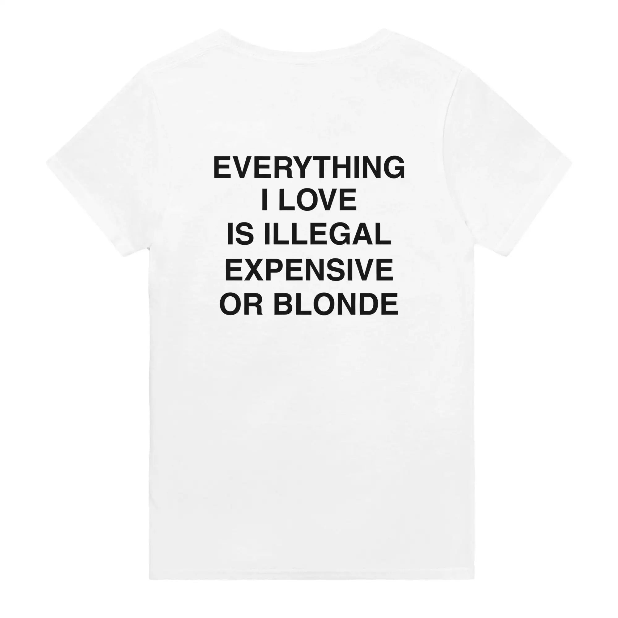 T-Shirt – “Everything I Love Is Illegal, Expensive or Blonde” | Funny Statement Shirt | Gift for Men & Women High-Quality Top