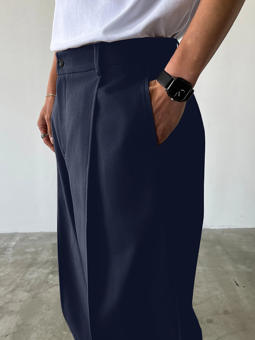 Men's High Waist Wide Leg Suit Pants Casual Loose Straight Leg Dress Pants Formal Business Streetwear Black Trousers S-2XL 1 Pie