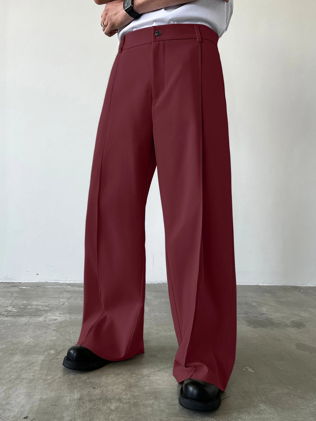 Men's High Waist Wide Leg Suit Pants Casual Loose Straight Leg Dress Pants Formal Business Streetwear Black Trousers S-2XL 1 Pie