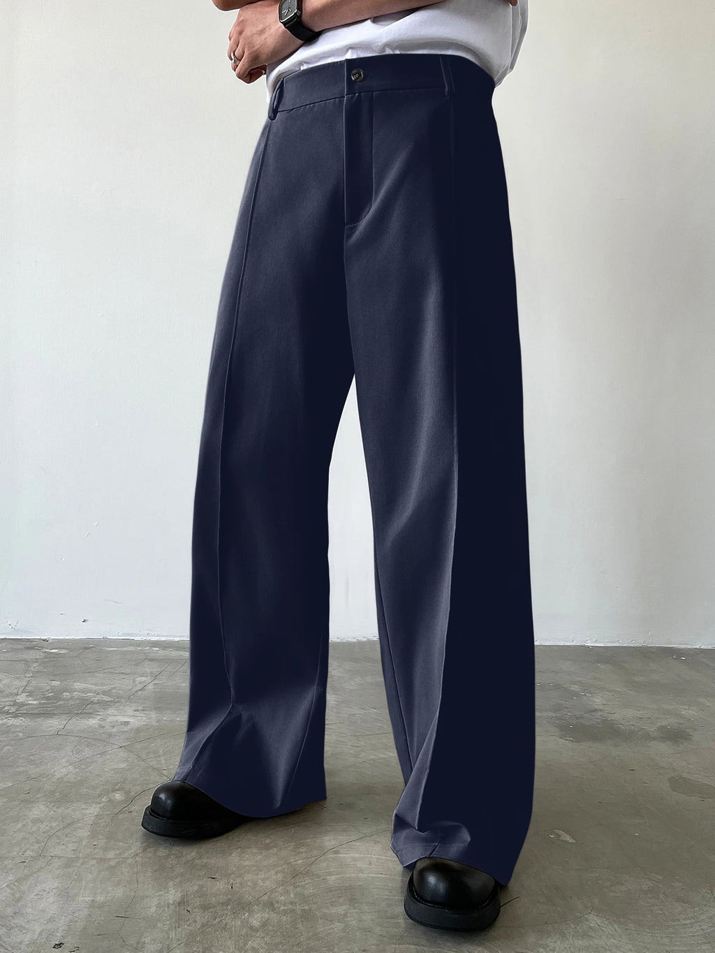 Men's High Waist Wide Leg Suit Pants Casual Loose Straight Leg Dress Pants Formal Business Streetwear Black Trousers S-2XL 1 Pie