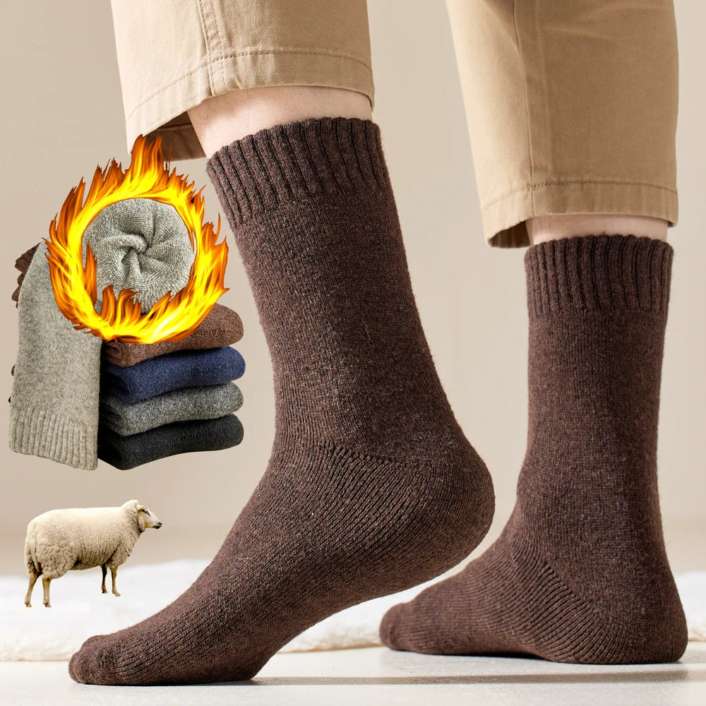 Wool Socks For Men,  Male Thicker Solid Socks Merino Wool Warm Socks Snow Winter Socks Calceta Hombre Skarpety Meskie